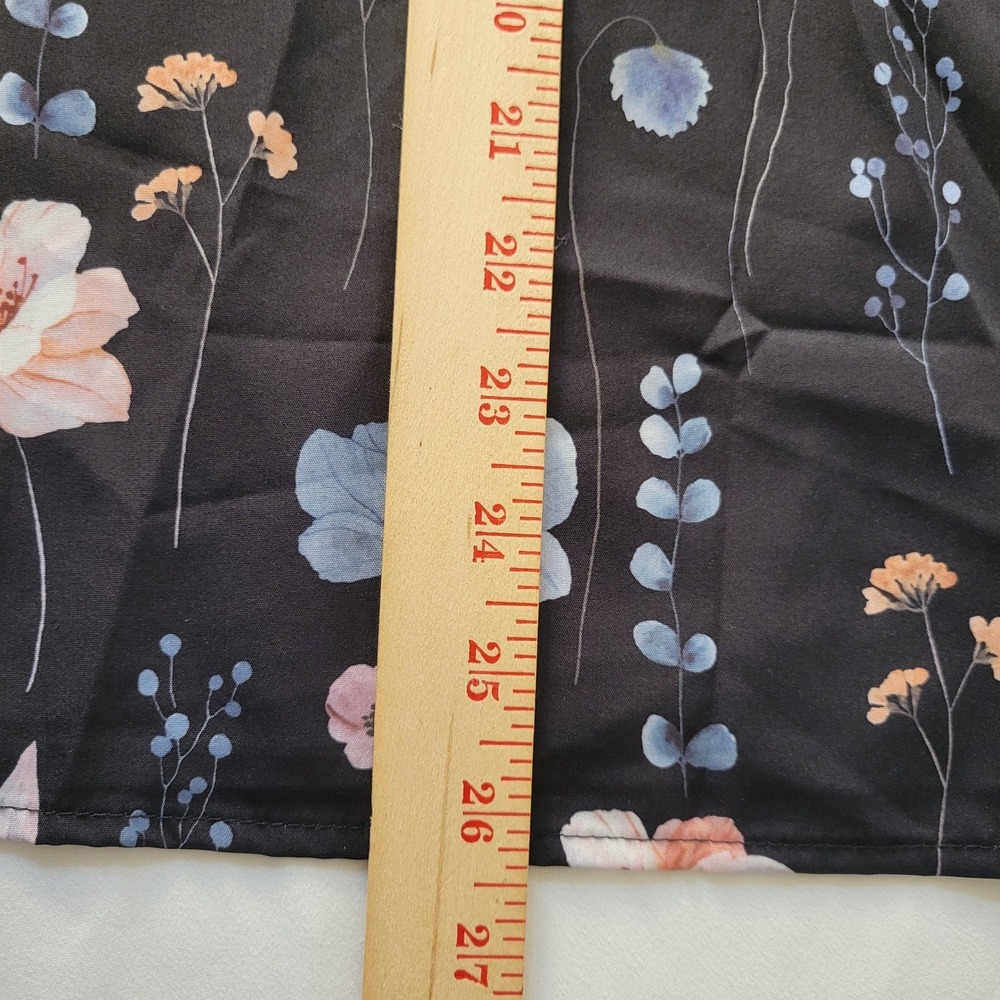 Emery Rose Floral Blouse Women 2XL Black Ruffle Cap Sleeve V-Neck Button Front - Picture 5 of 8